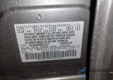 2016 Nissan Sentra S from USA, damaged, VIN 3N1AB7AP9GY241917
